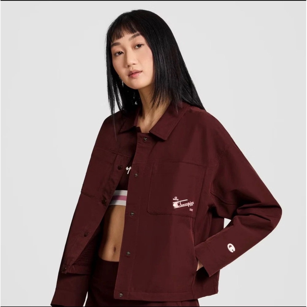 Champion Match Coaches Layering Piece Jacket Medium Ruby Red Womens L